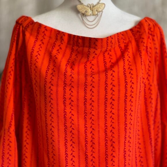 NWOT AND Bardot Orange Flutter Sleeve Off Shoulder Blouse Boho Peasant Size 16 - Picture 2 of 8